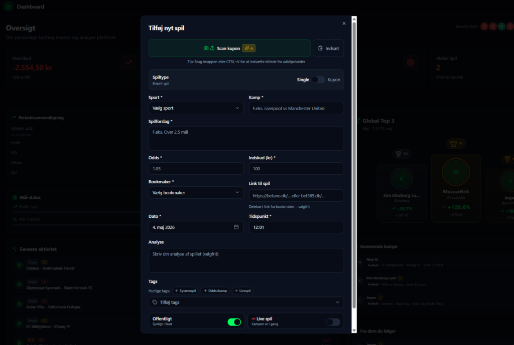AI bet scanner der automatisk læser dine kuponer